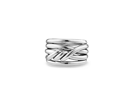 Rhodium Plated Twisted Thick Mens Ring